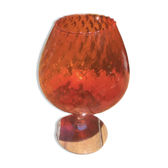 Vase italien empoli en verre orange - vintage 60/70