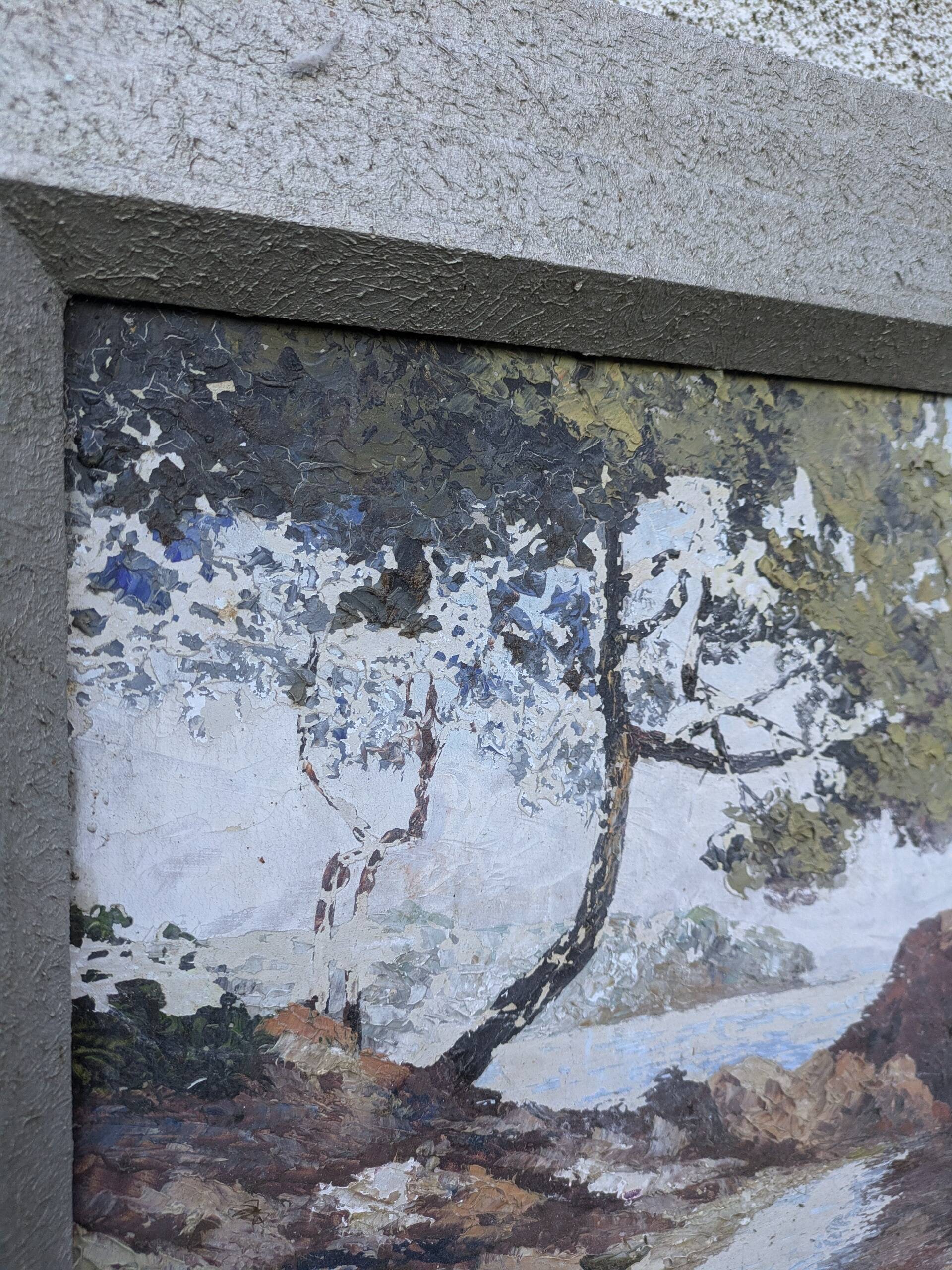 Oil on canvas, coastal landscape