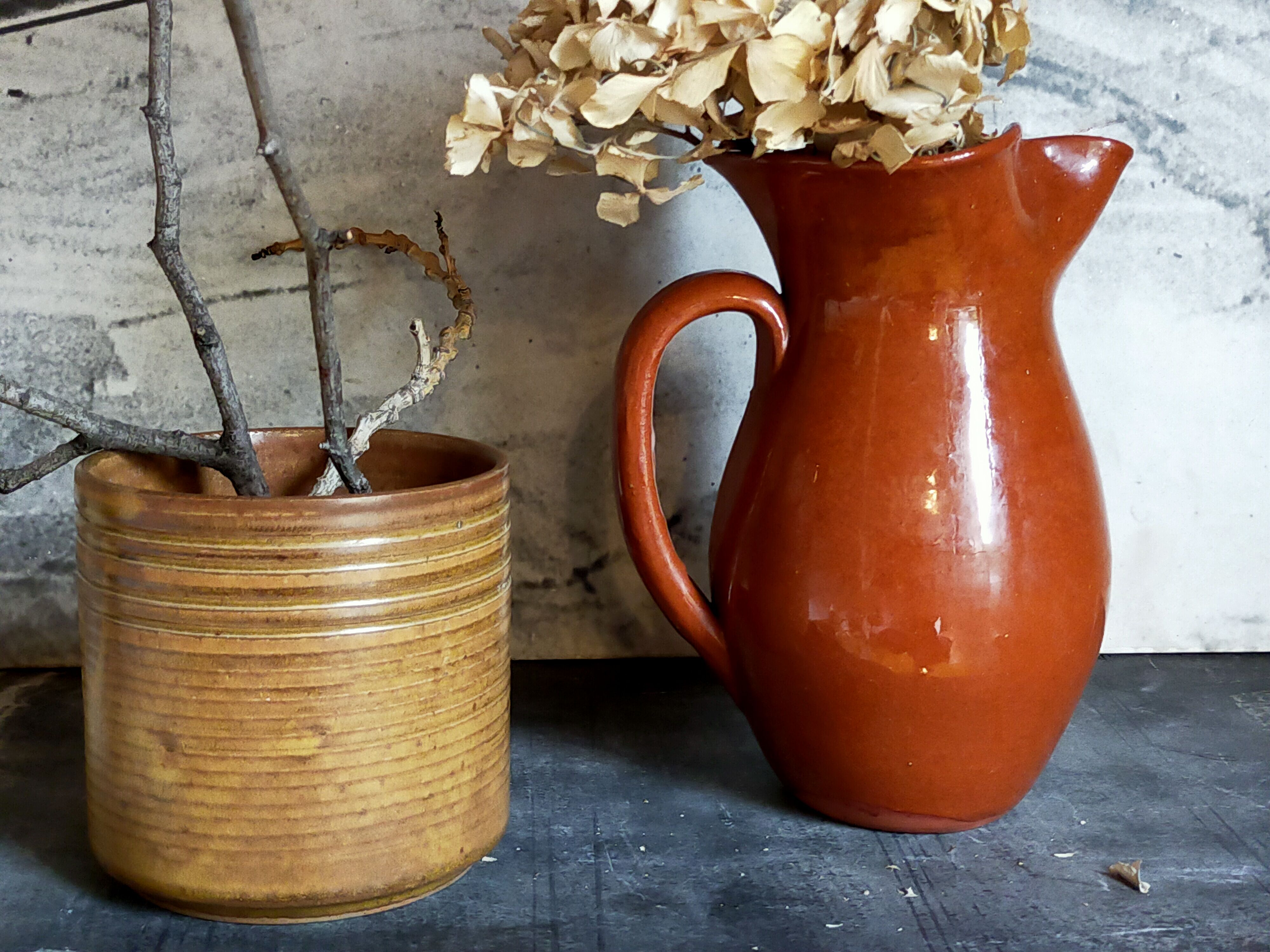Vintage vase in enamelled sandstone