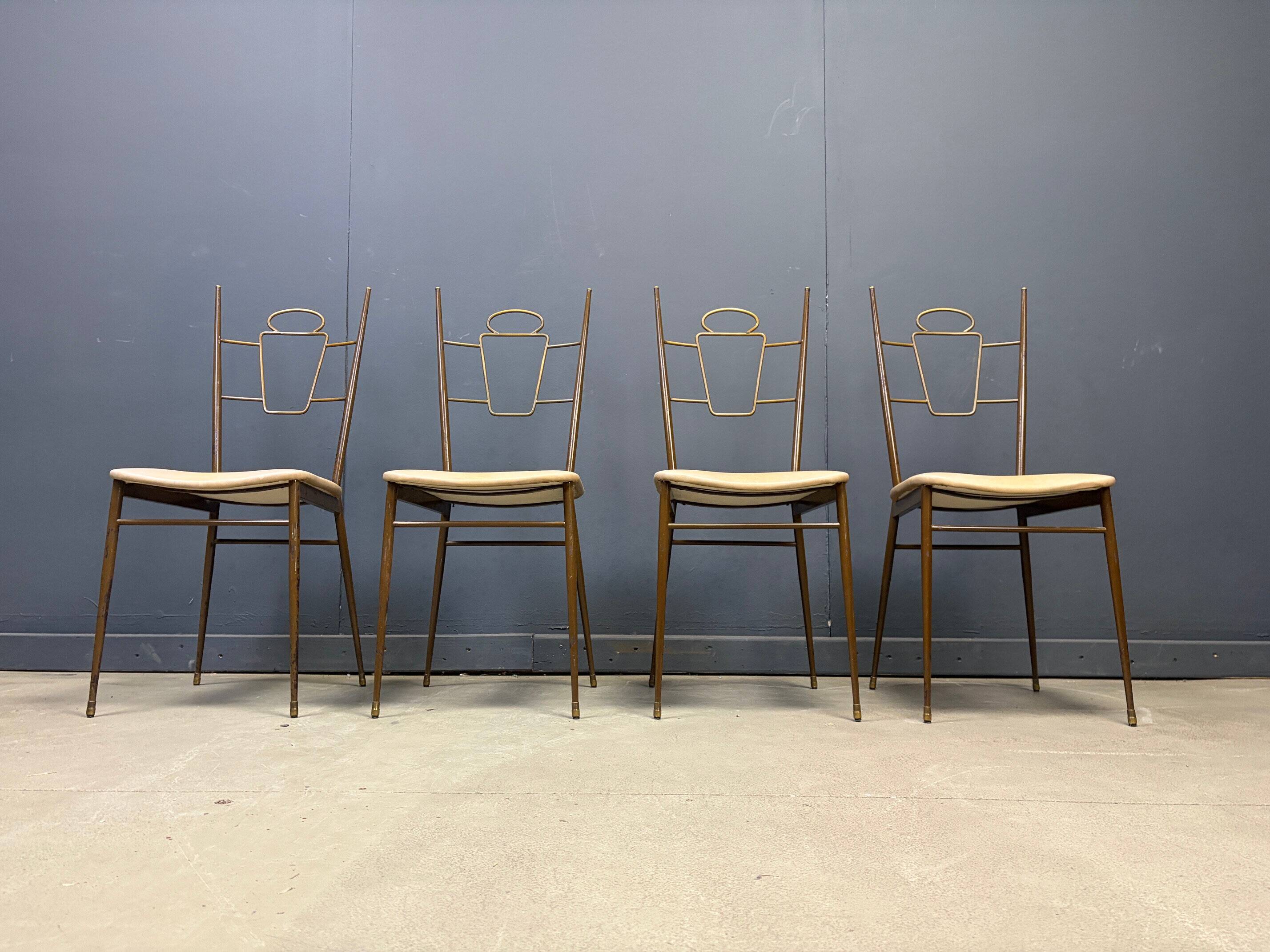 Mid-century Italian brass dining chairs, 1950s