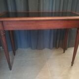 Louis XVI style console table in oak and leather