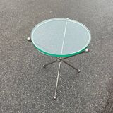 Table d'appoint pliante italienne vintage en argent et verre, 1978