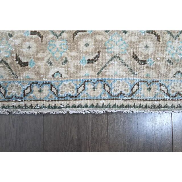 1970s Vintage Persian Handmade Wool Cotton Beige Area Rug 287x384
