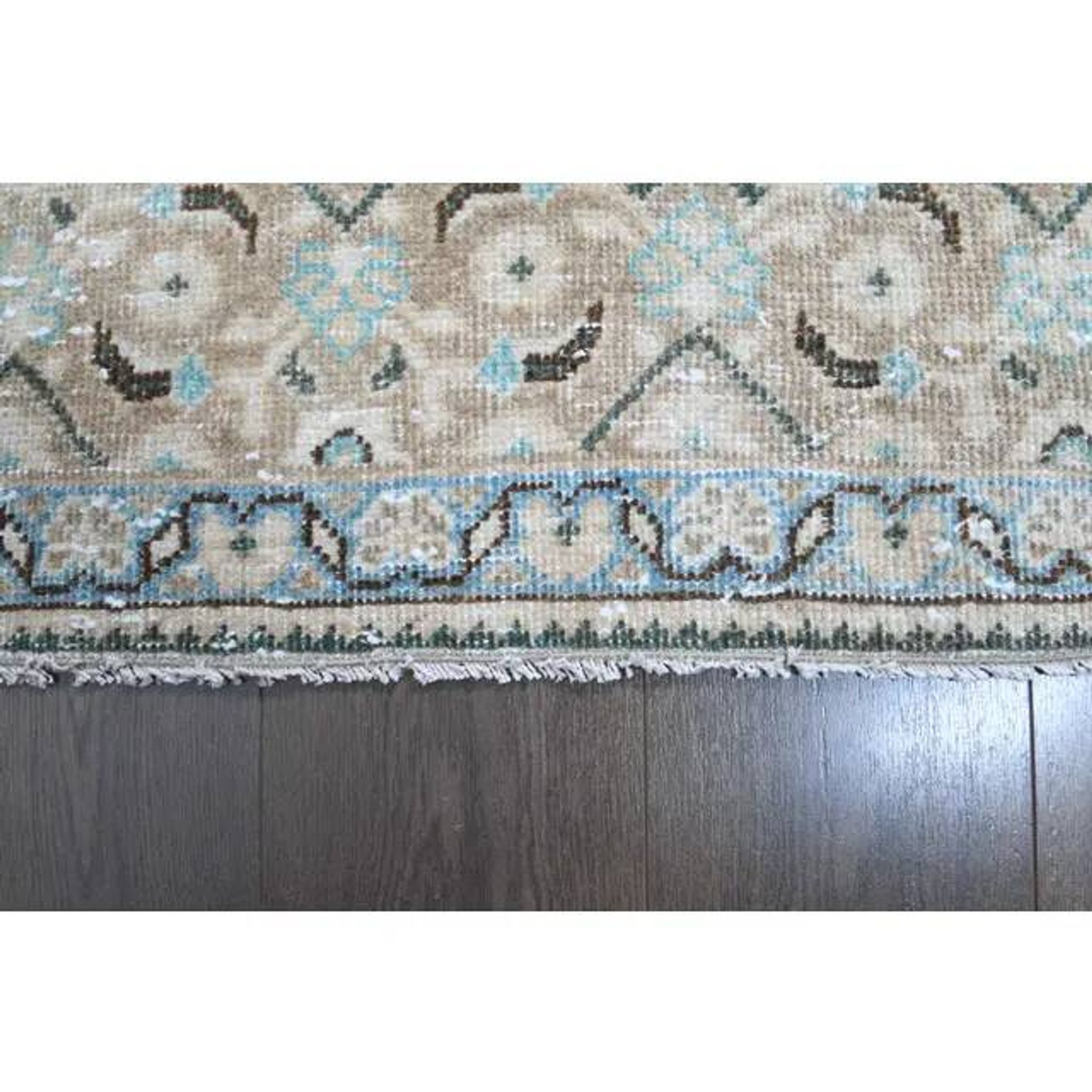 1970s Vintage Persian Handmade Wool Cotton Beige Area Rug 287x384