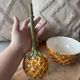 Old set of bowls and spoons in the shape of vintage pineapple