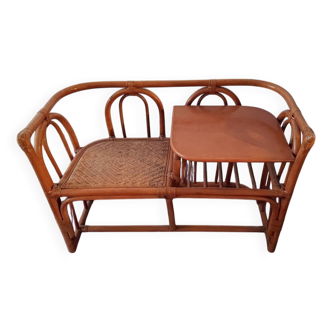 Banquette avec table rotin