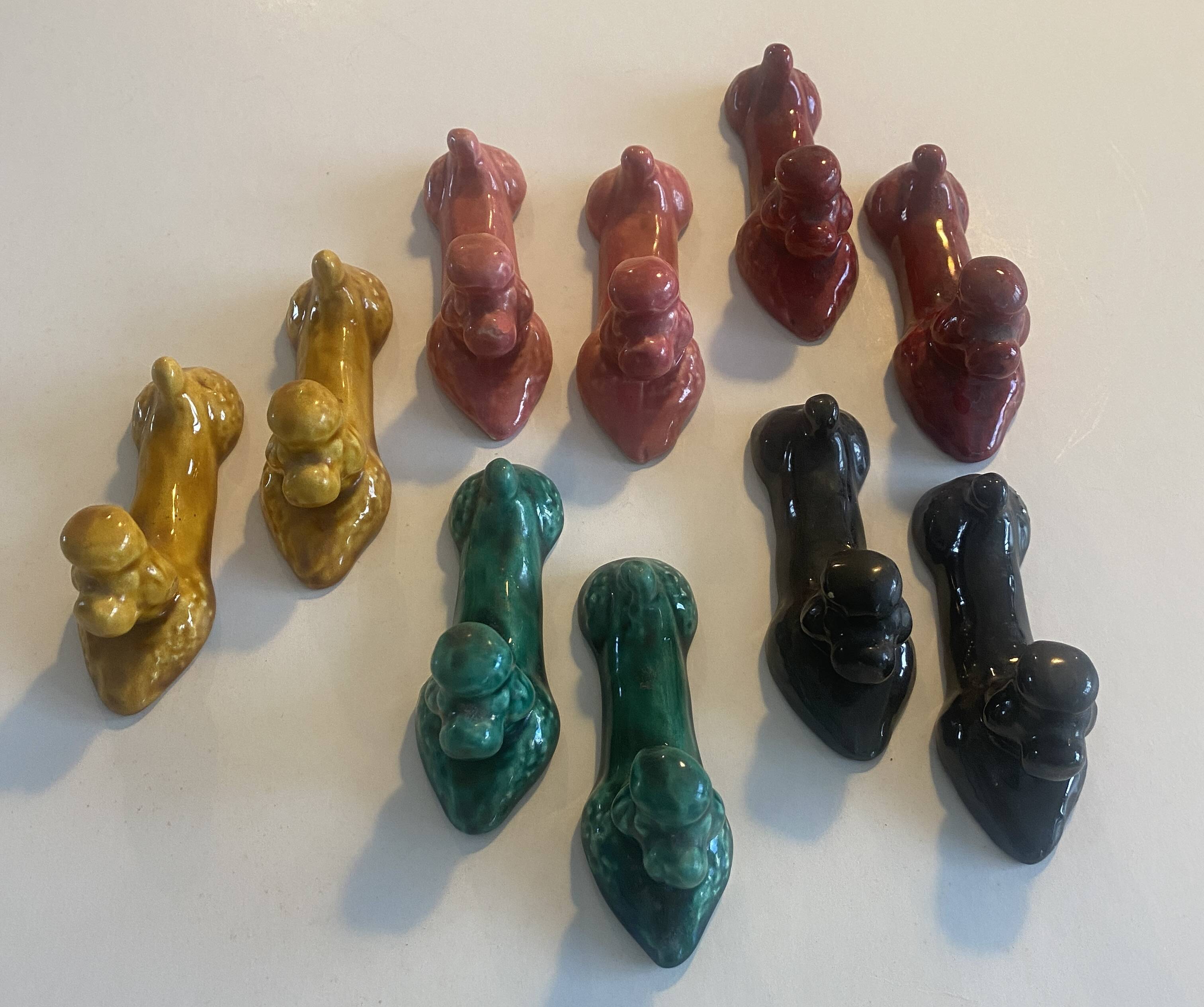 8 Knife holders "the poodles" Vallauris - Earthenware - 10x4cm