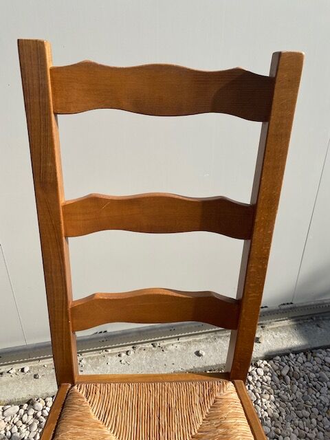 Set of 6 wooden and straw chairs