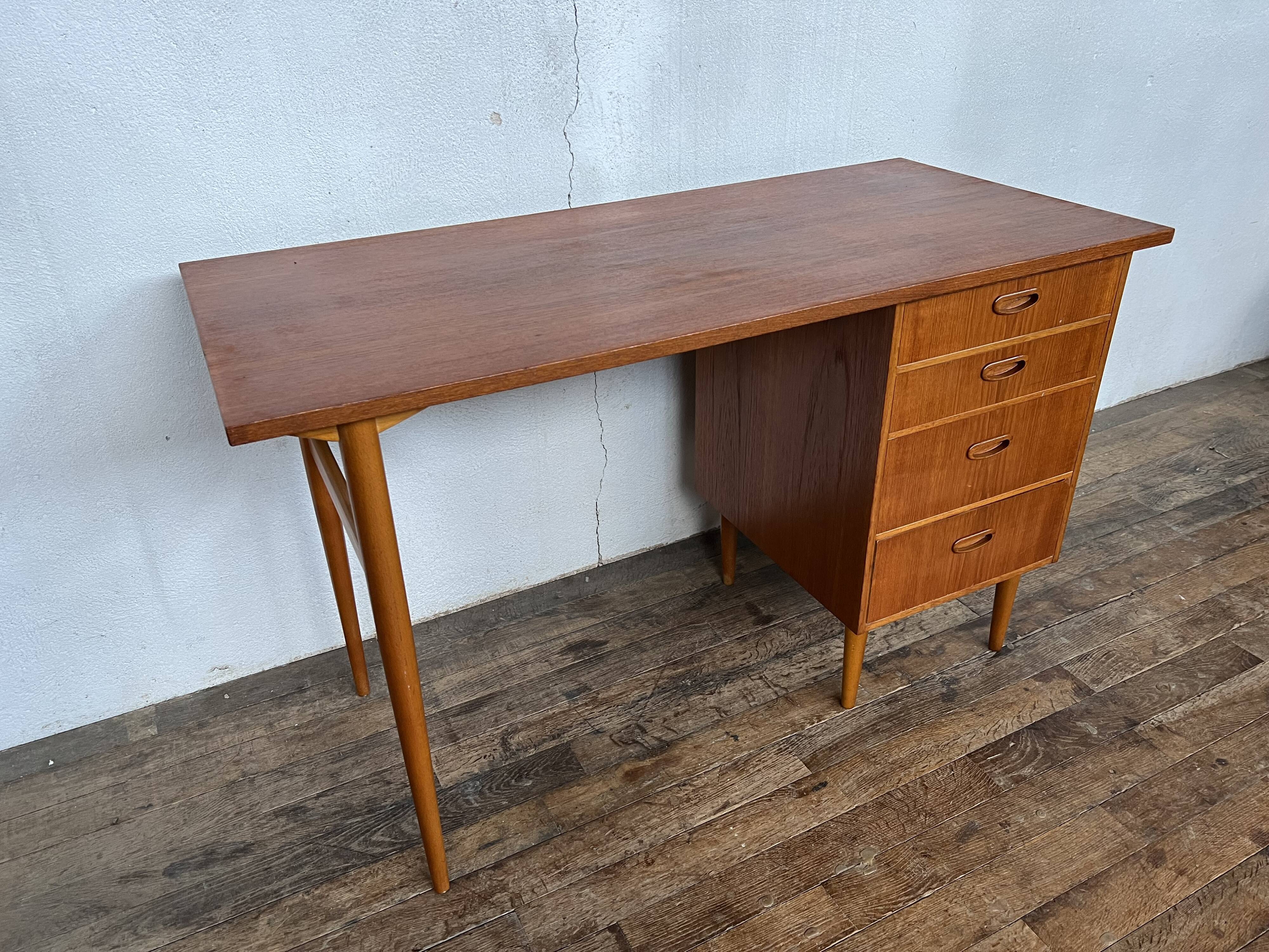 Scandinavian teak desk design 1960 feet spindles