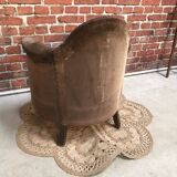 Club armchair in brown fabric