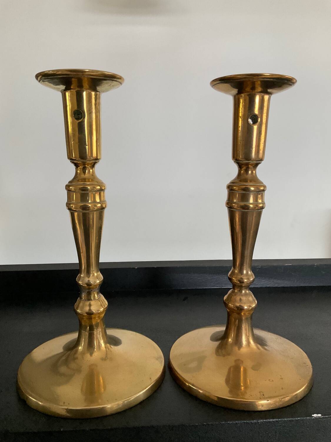 Pair of old bronze candlesticks
