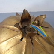 Large French Brass Lotus Ceiling Lamp, 1940s