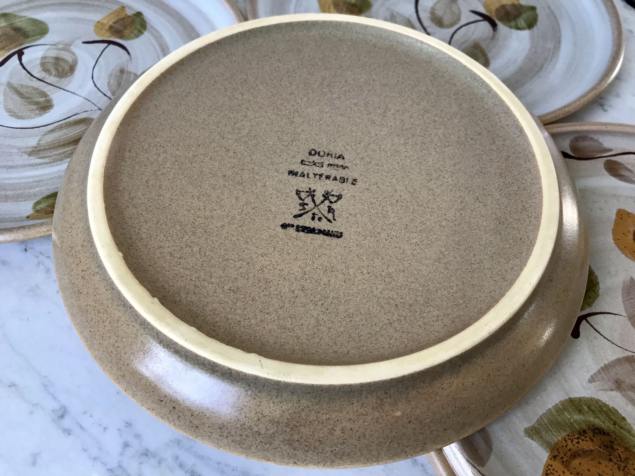 set of 4 sandstone dessert plates Niderviller Doria Ste Radegonde hand painted white years