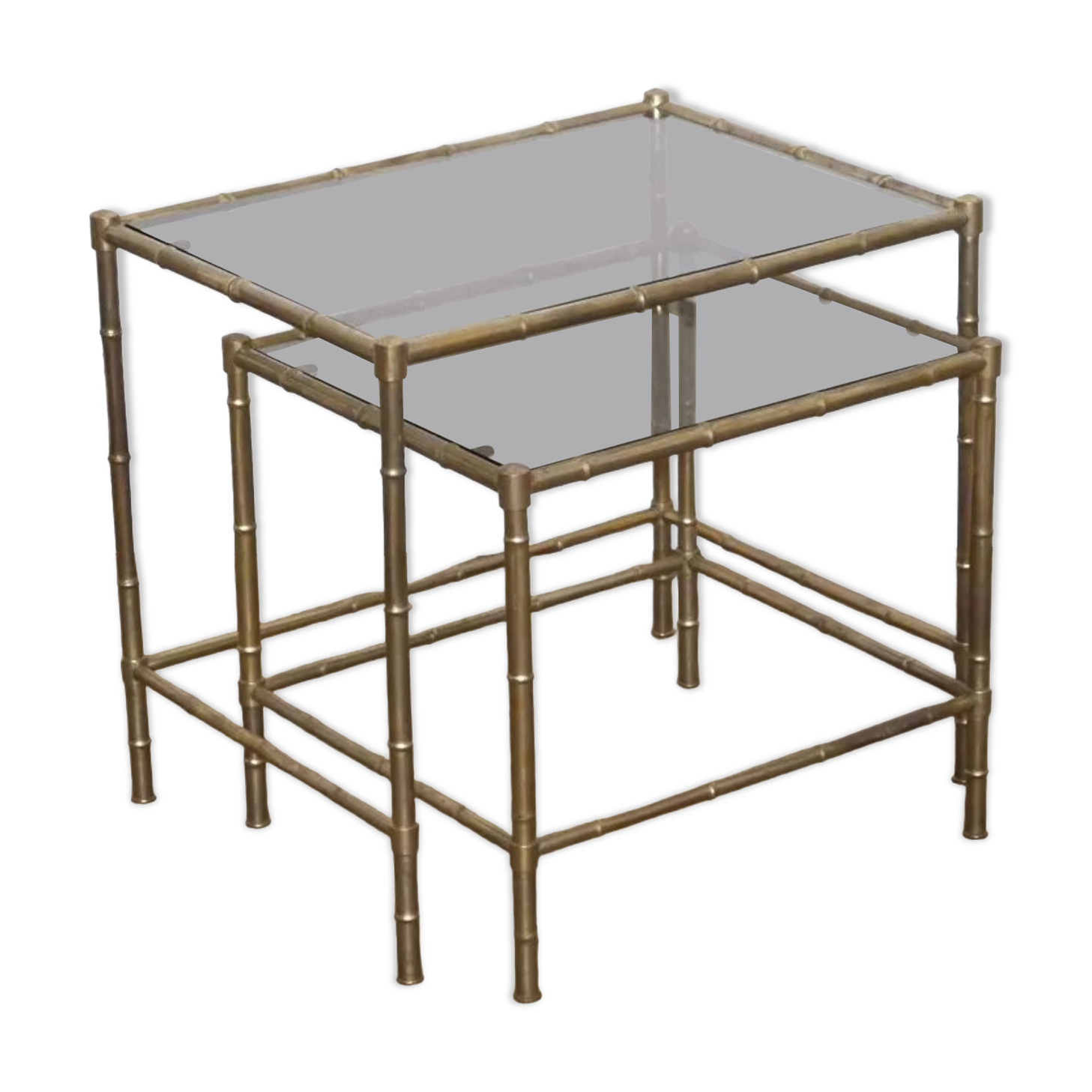 Brass nesting tables "faux bamboo" 1970
