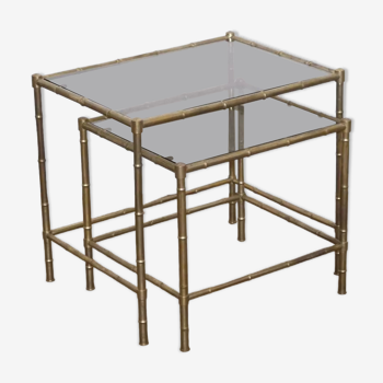 Brass nesting tables "faux bamboo" 1970