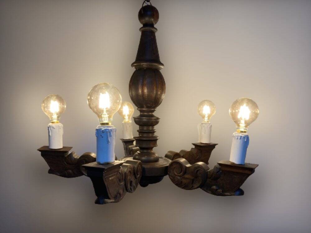 Renaissance wooden chandelier, 1800s