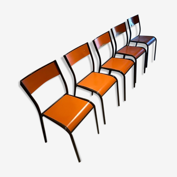 Lot de 5 chaises orange vintage 1960/70