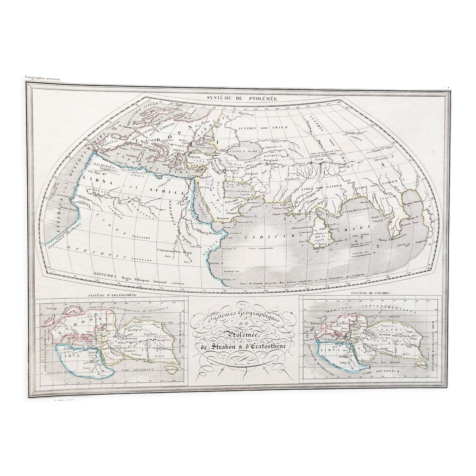 Ancient map of the geographical systems of Strabo's Ptolemy and ...