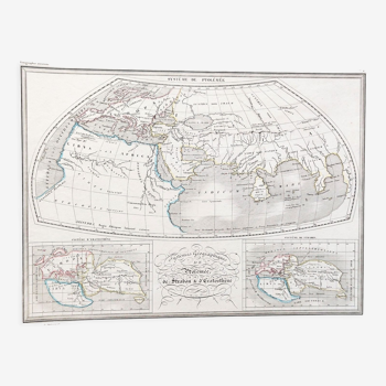 Carte ancienne des systèmes géographiques de Ptolémée de Strabon et d'Eratosthène - 1836