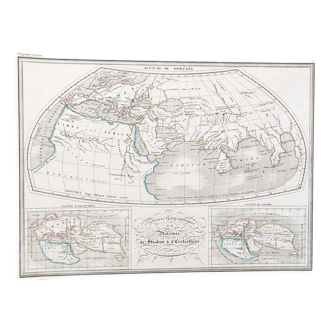 Carte ancienne des systèmes géographiques de Ptolémée de Strabon et d'Eratosthène - 1836