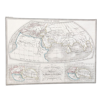 Ancient map of the geographical systems of Strabo's Ptolemy and Eratosthenes - 1836