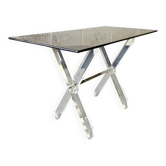 Desk in feet x plexiglass & smoked glass, 1970s