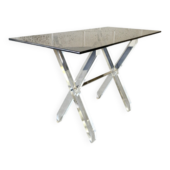Desk in feet x plexiglass & smoked glass, 1970s
