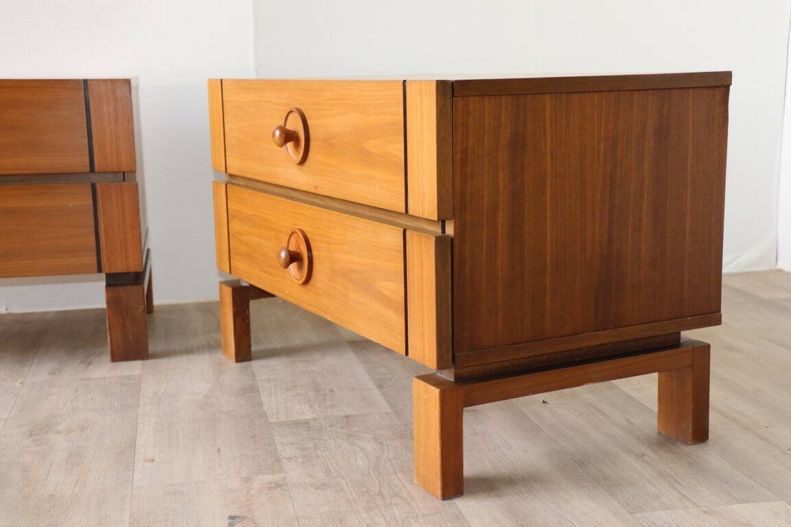Pair of vintage wooden bedside tables, 1970s