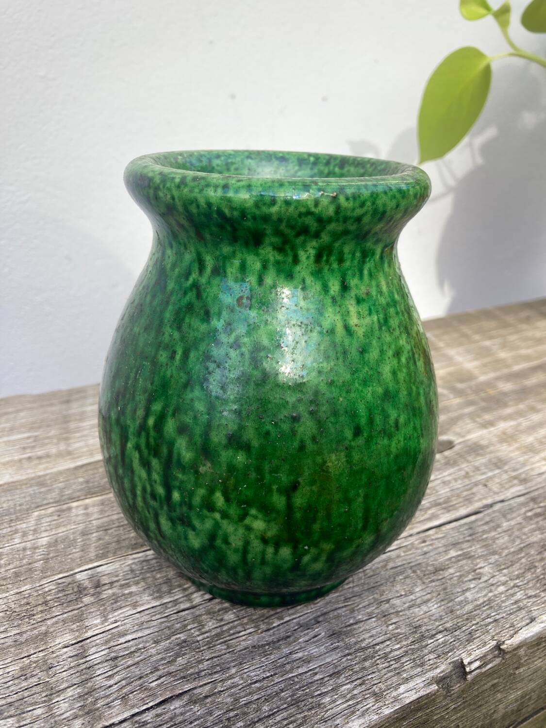 Vallauris 1950 Jordan Foucard vase in green ceramic