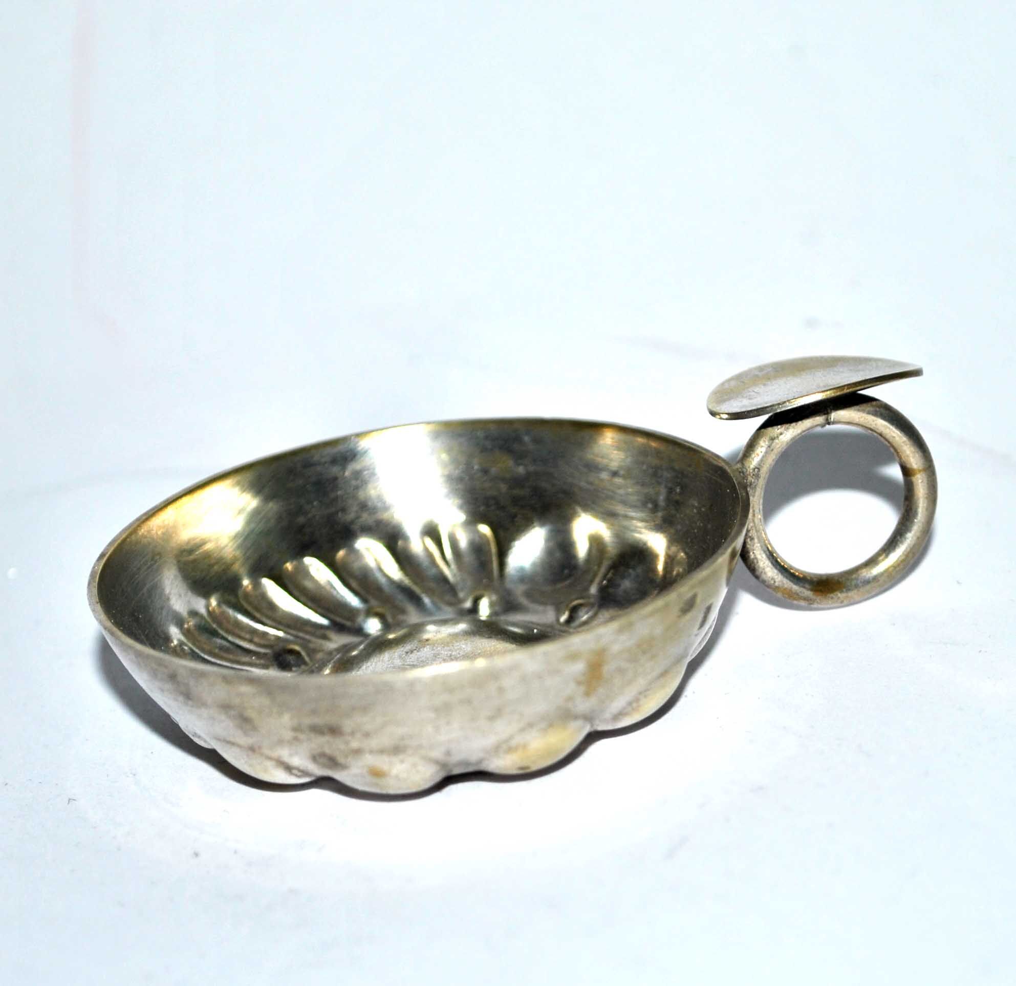 Vintage tastevin cup in silver metal Lutz Dijon 7.5 cm
