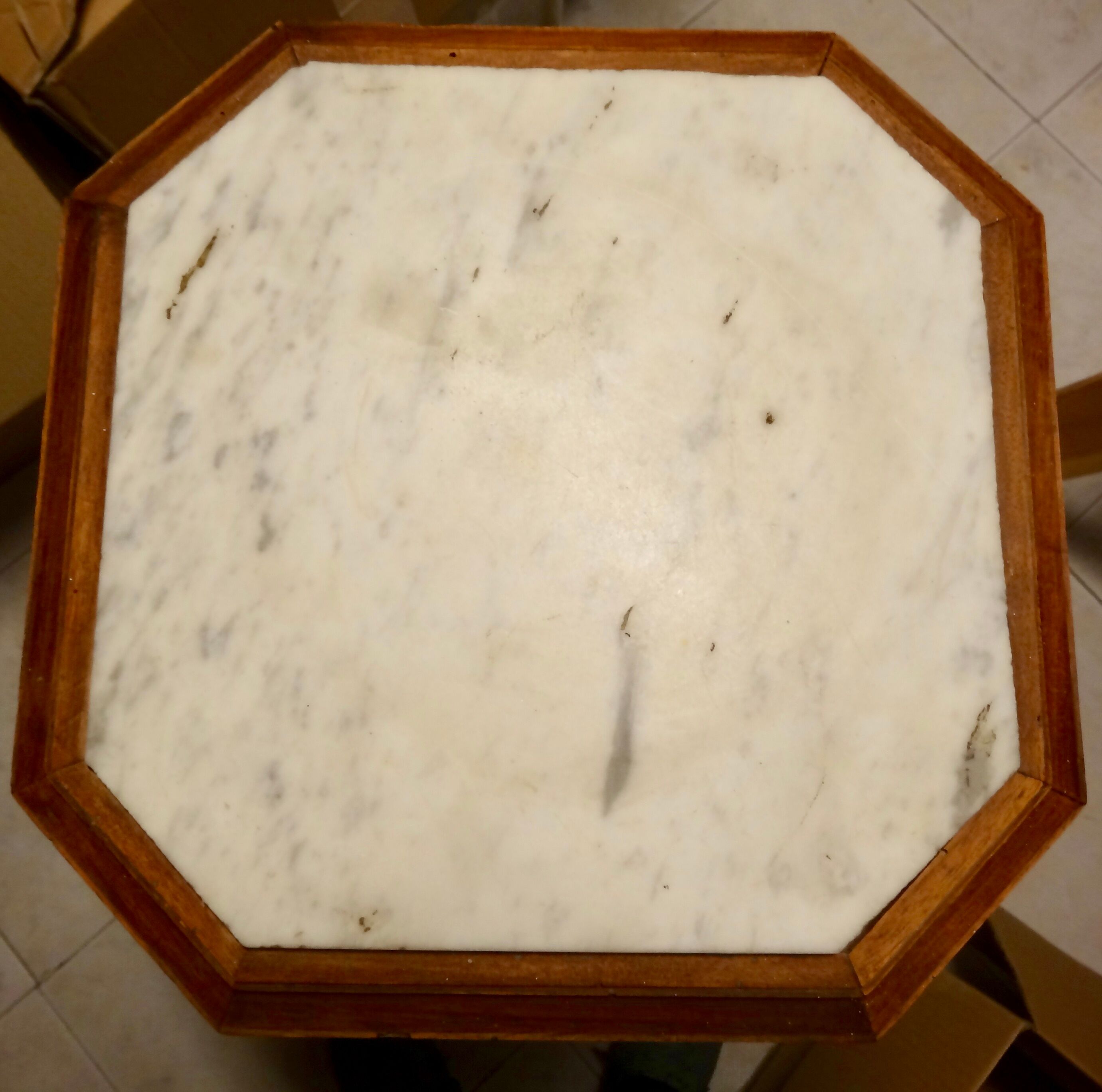 Side table wood and marble