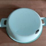 Plat rond oreille métal émaillé vert eau liseré dp 0323152