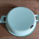 Plat rond oreille métal émaillé vert eau liseré dp 0323152