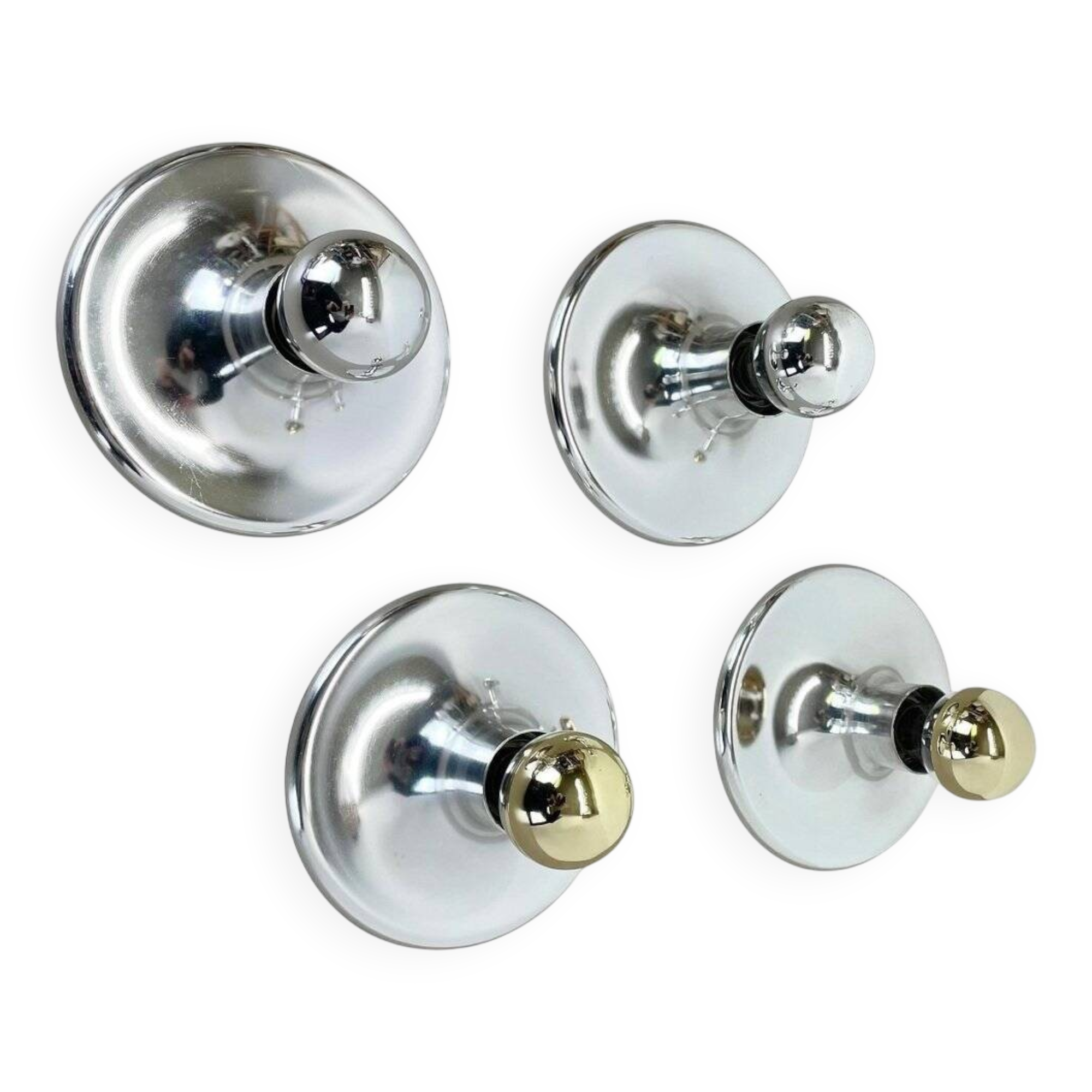 Silver disc wall lamps by Charlotte Perriand, Germany, 1970s, set of 4