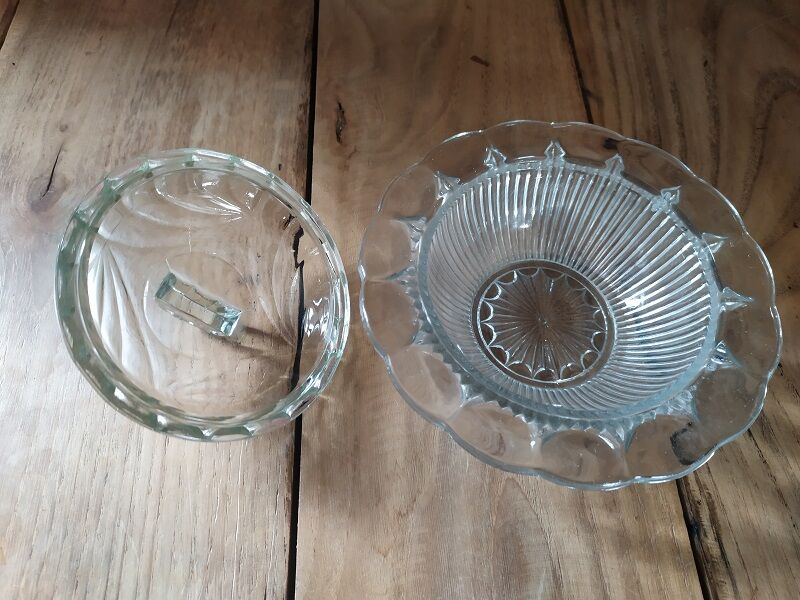 Vintage old moulded glass sugar