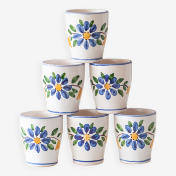 6 ceramic cups hand painted signed Strehla GDR