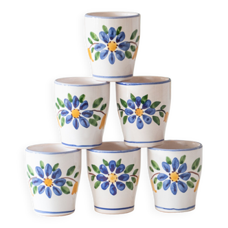 6 ceramic cups hand painted signed Strehla GDR