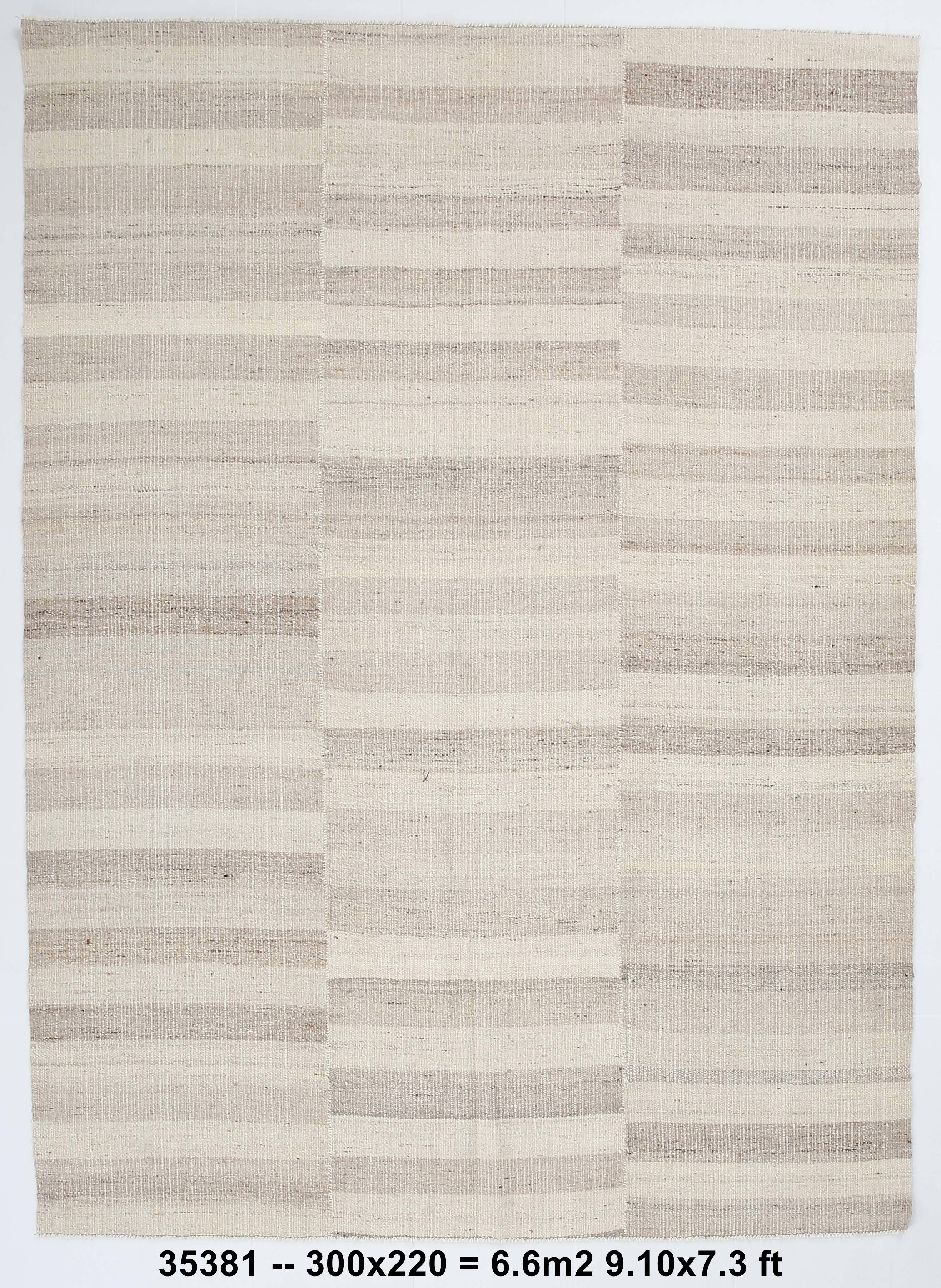 Striped Pattern Brown & Cream Vintage Kilim Rug, 220x300Cm