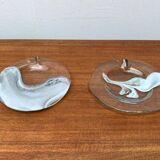 German Vintage Art Collection Richartz Plate and Bowl in Glass by Hans Jürgen Richartz for Mathildenhütte, Solingen, Set of 2