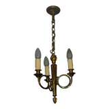 3-light empire style hunting horn chandelier