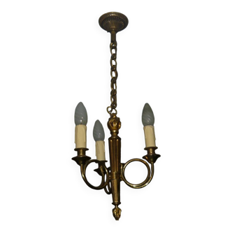 Lustre 3 feux cor de chasse de style empire
