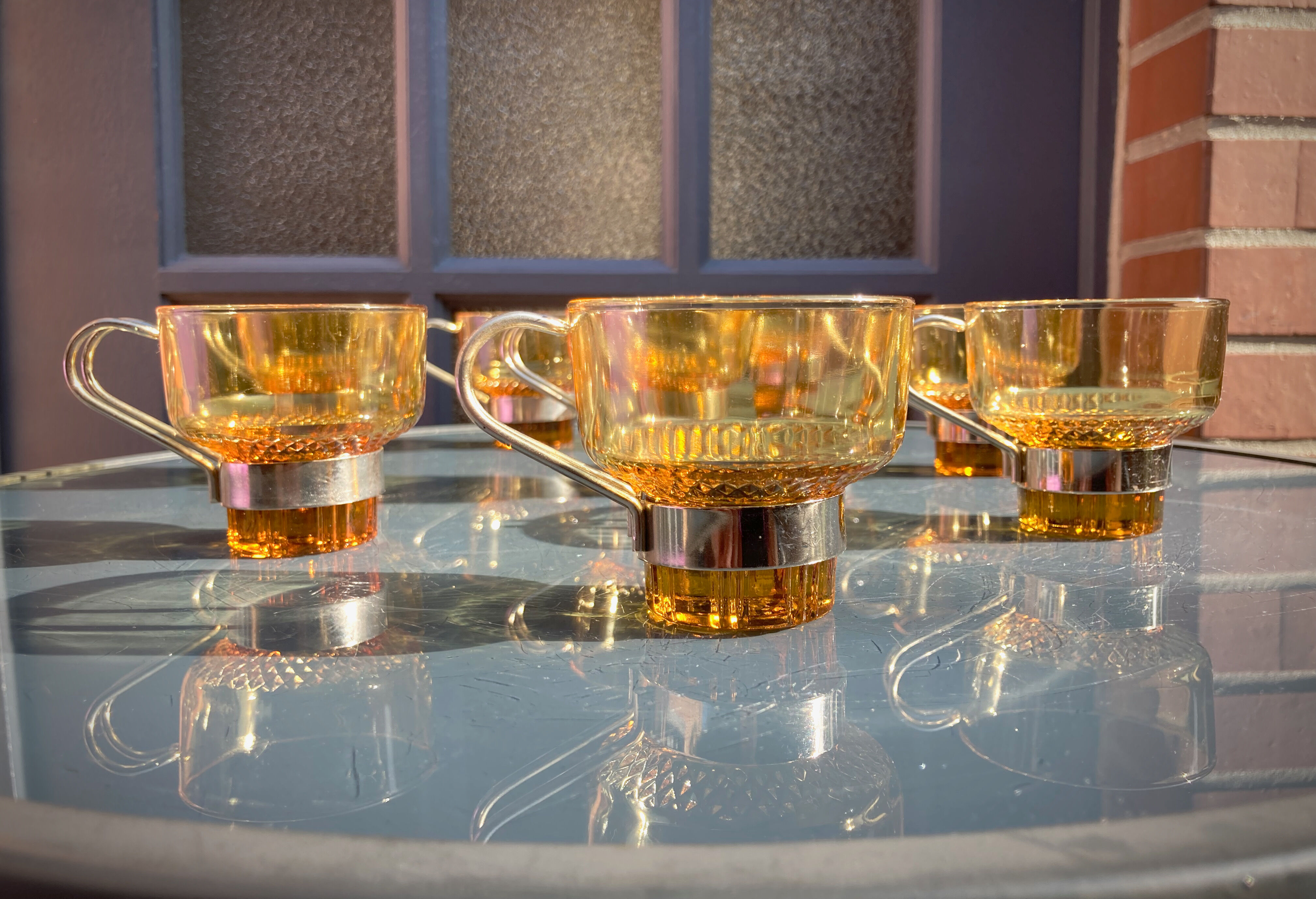 8 cups vintage steel and glass Italy