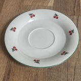 Set of 4 large cherry porcelain cups and saucers.