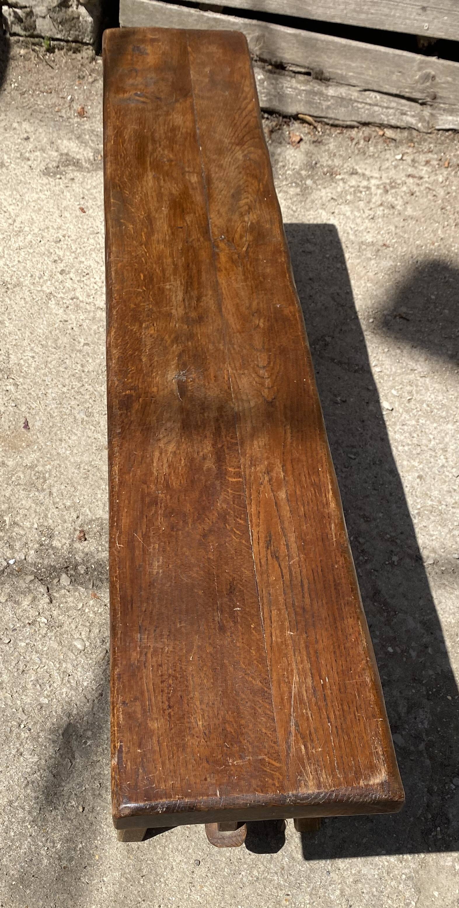 Solid oak farmhouse bench 140cm for rustic farmhouse table 1950
