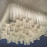 1960s/70s Chandelier Ceiling Lamp by Doria Leuchten Germany, Ice Glass