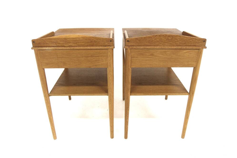 Set de 2 tables de chevet en chêne, Erik Andersson, Suède, 1960