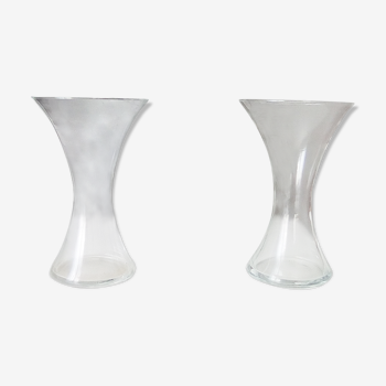 Pair of transparent glass vase