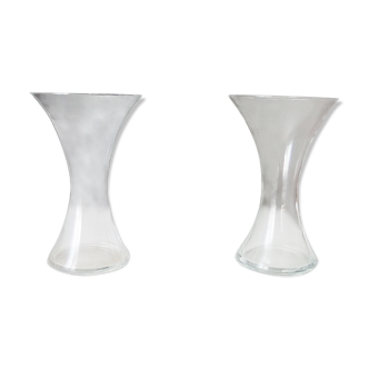 Pair of transparent glass vase