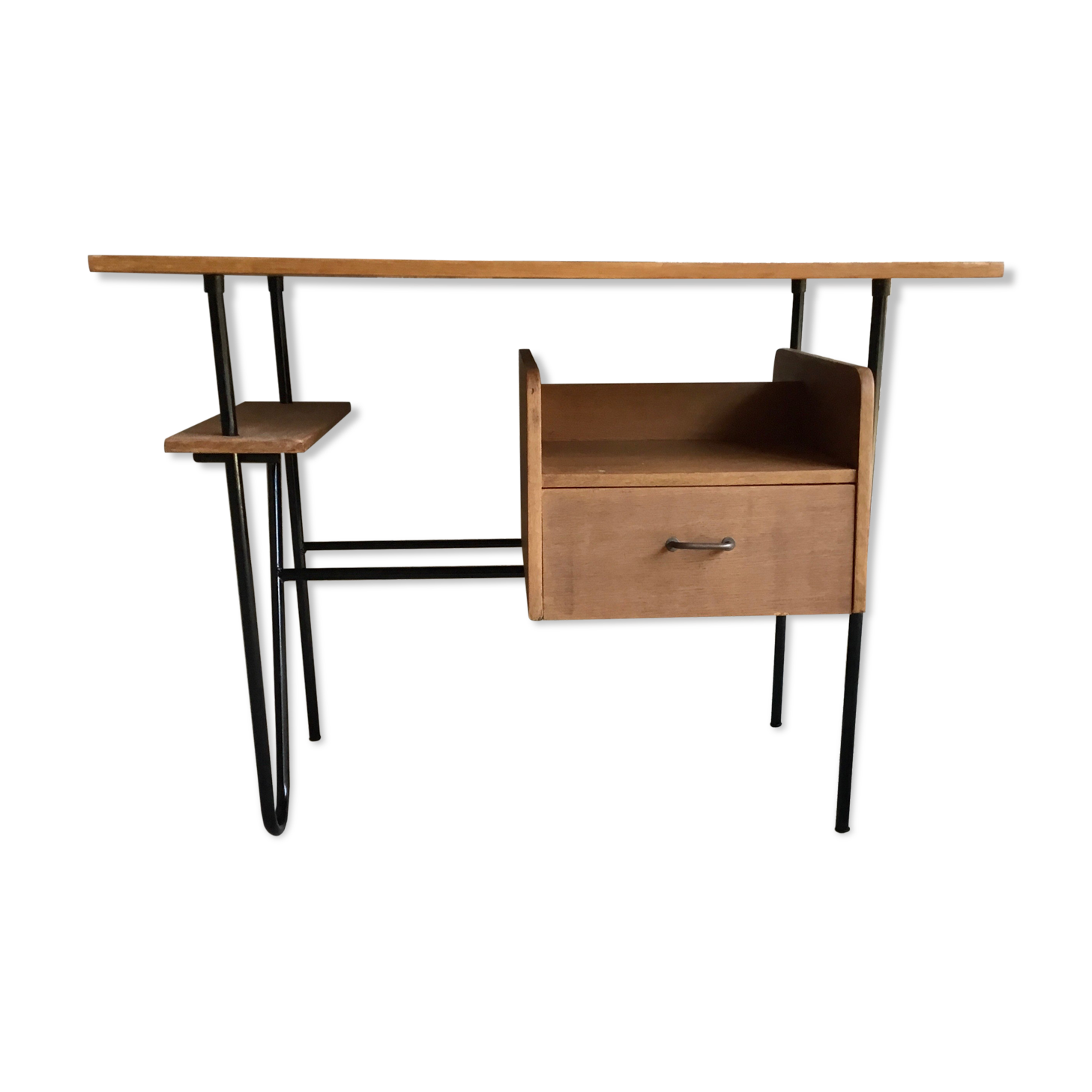 Modernist office with caisson, metal tubular structure, 1950