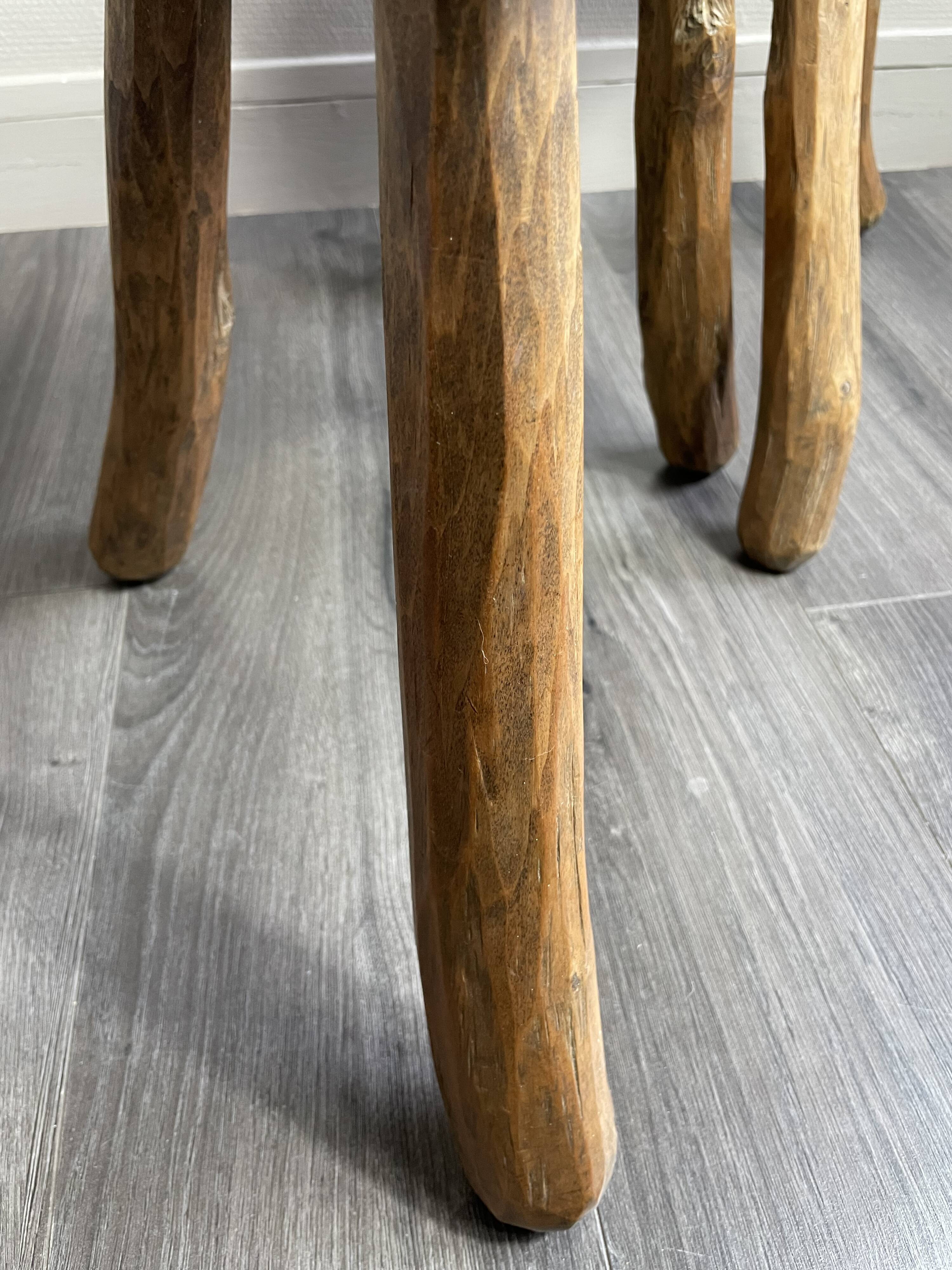 Pair of solid wood farmhouse stools